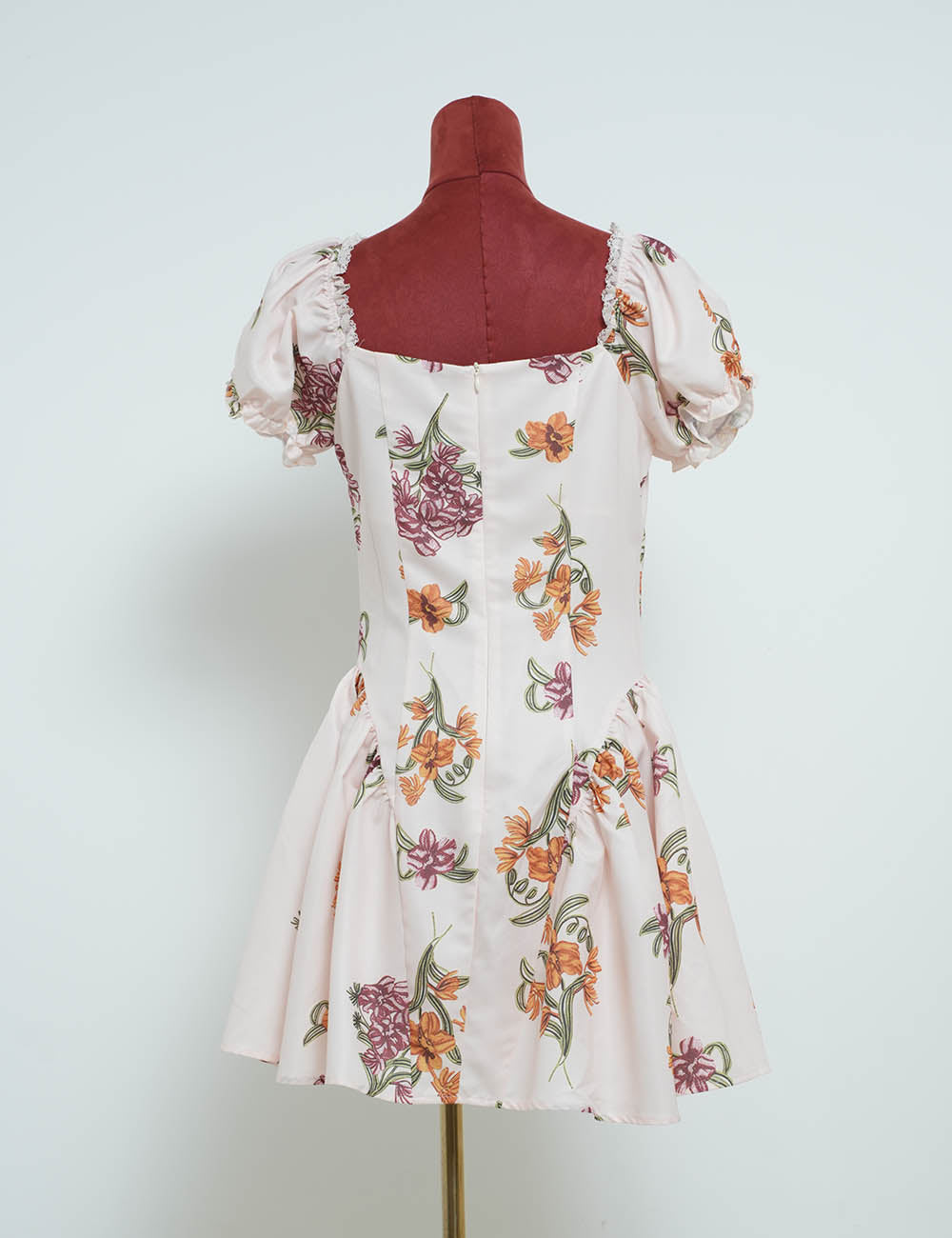 Romantic Square Neck Puff Sleeves Mini Dress