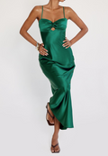 Draped Neck Flowing Maxi Dress