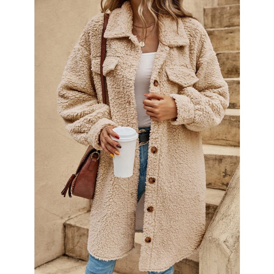 Collared Button Down Coat Jacket