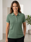 Women's Waffle-Knit Contrast-Trim Polo Shirt
