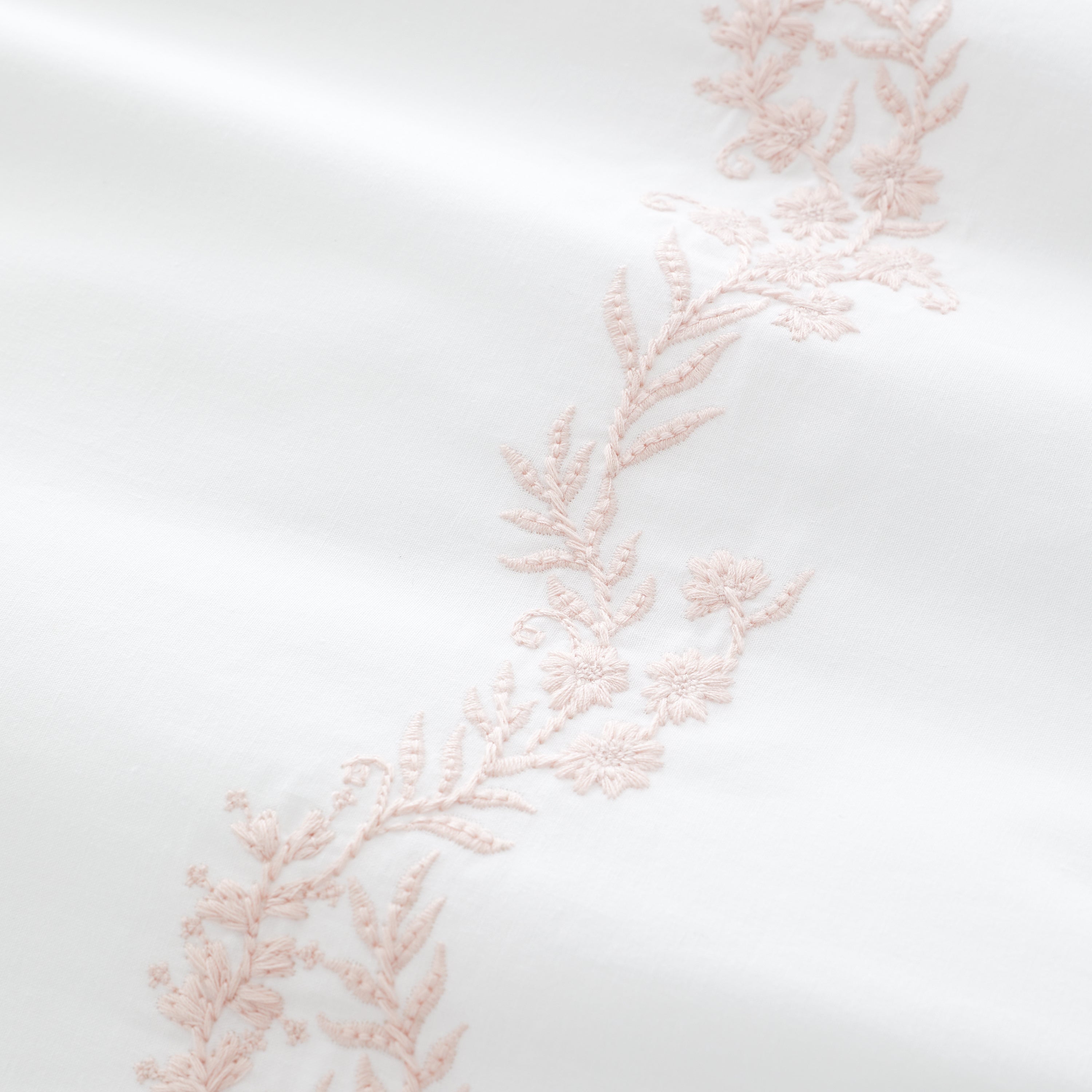 Calm Bedroom Embroidered Floral Cotton Duvet Cover Set