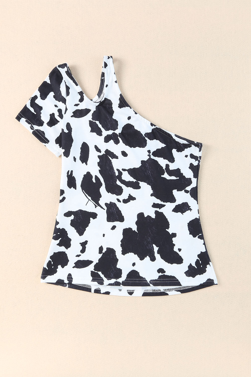 One Shoulder Cow Print Cut