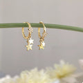 K Gold Plated Star Charm Hoop Earrings