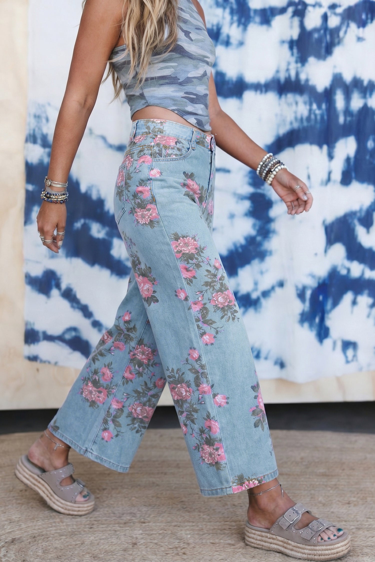 Floral Print Garden Bootcut Jeans