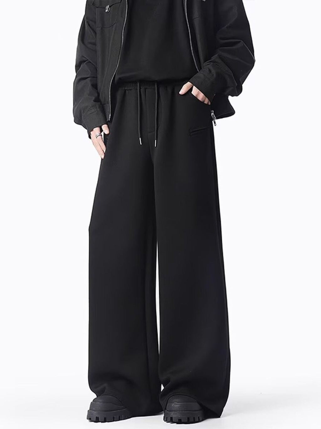 Men S Plus Size Loose Fit Drawstring Wide Leg Pants