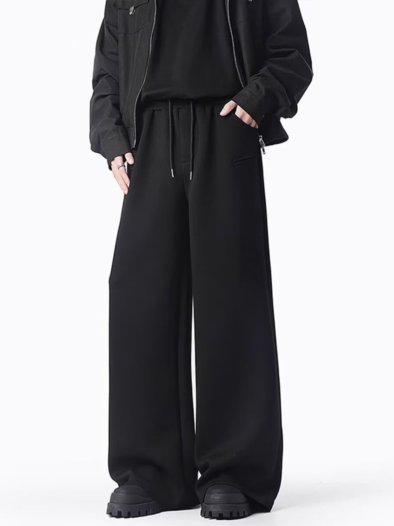 Men S Plus Size Loose Fit Drawstring Wide Leg Pants