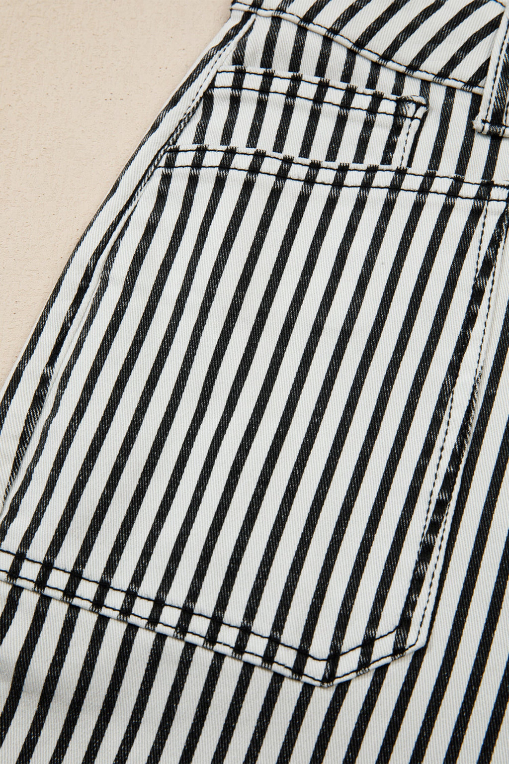 High Waist Patch Pocket Stripe Shift Jeans