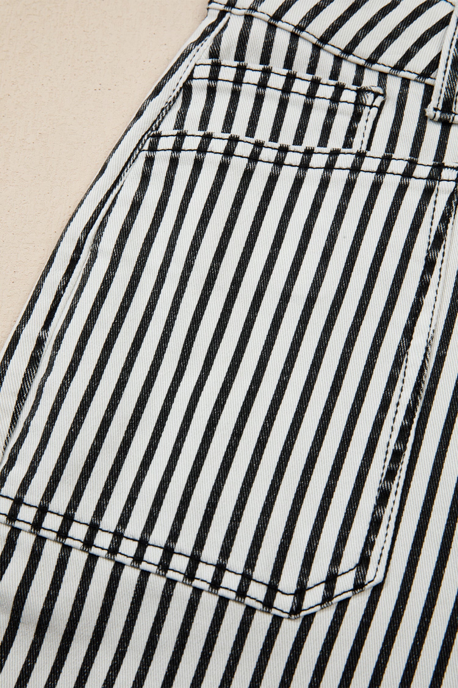 High Waist Patch Pocket Stripe Shift Jeans