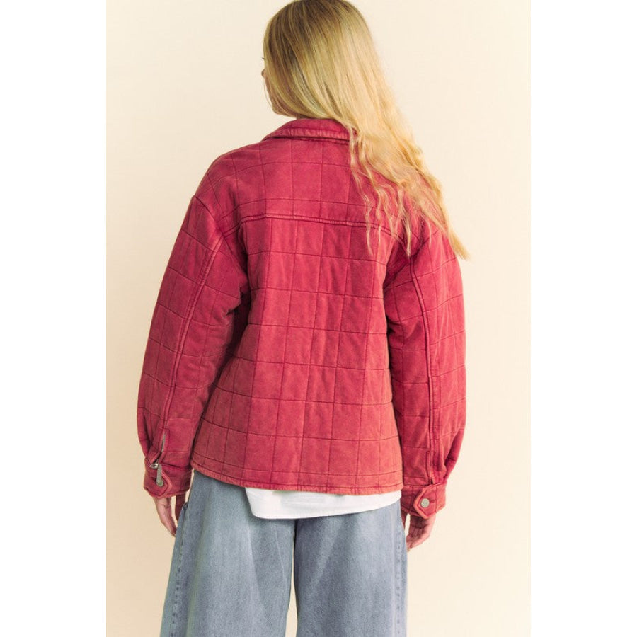 Quilted Button Down Shacket with Chest Pockets Jacket