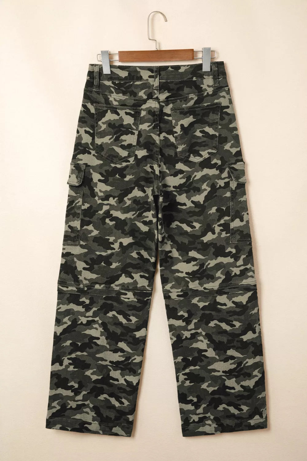 Camouflage Print Pocketed Womens Denim Pants