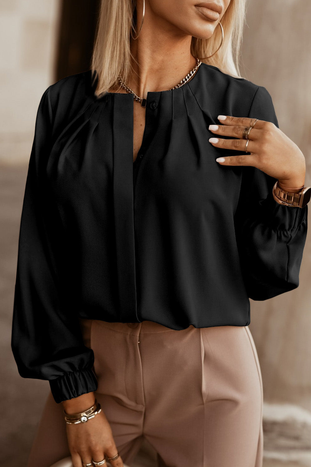 Crew Neck Shirt Blouse