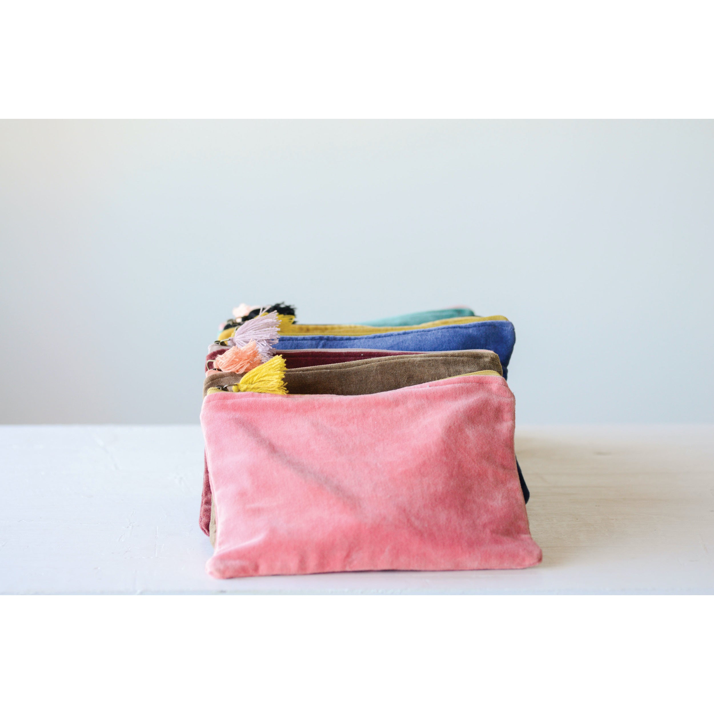 Roomy Zip Cotton Blend Clutch Bag
