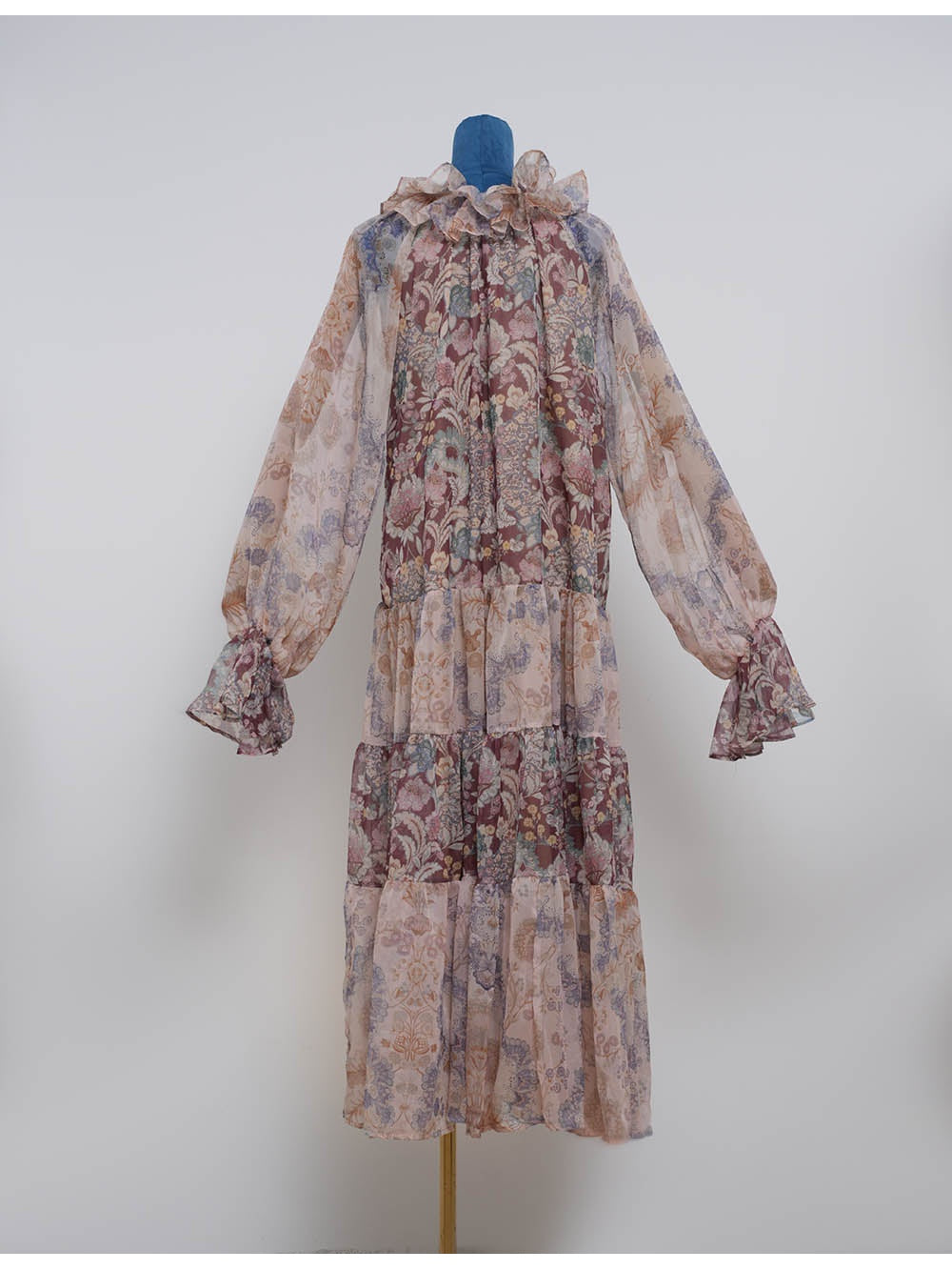 Boho Ruffle Neck Flared Sleeves Midi Dress