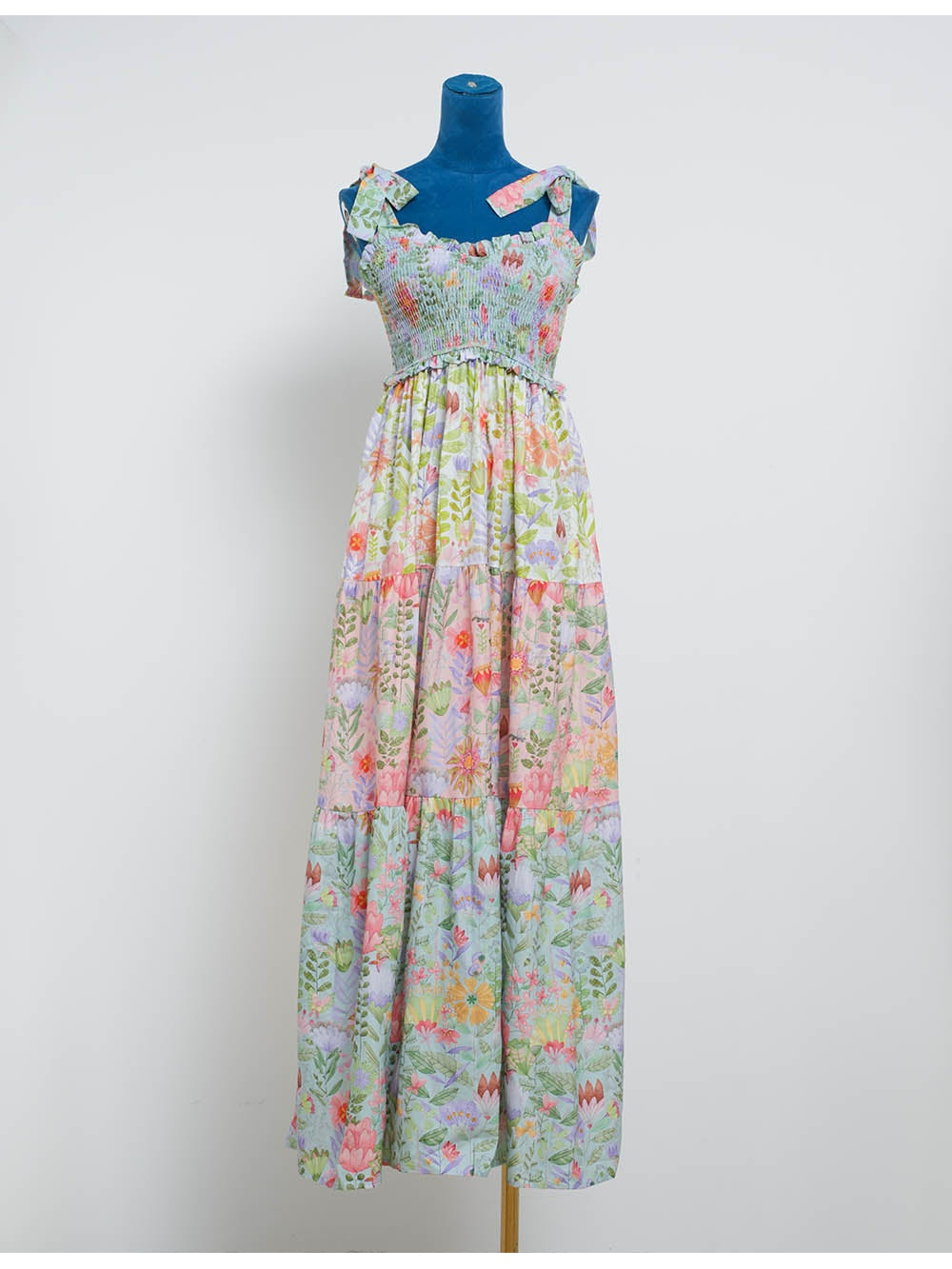 Shoulder Smocked Tiered Maxi Dress