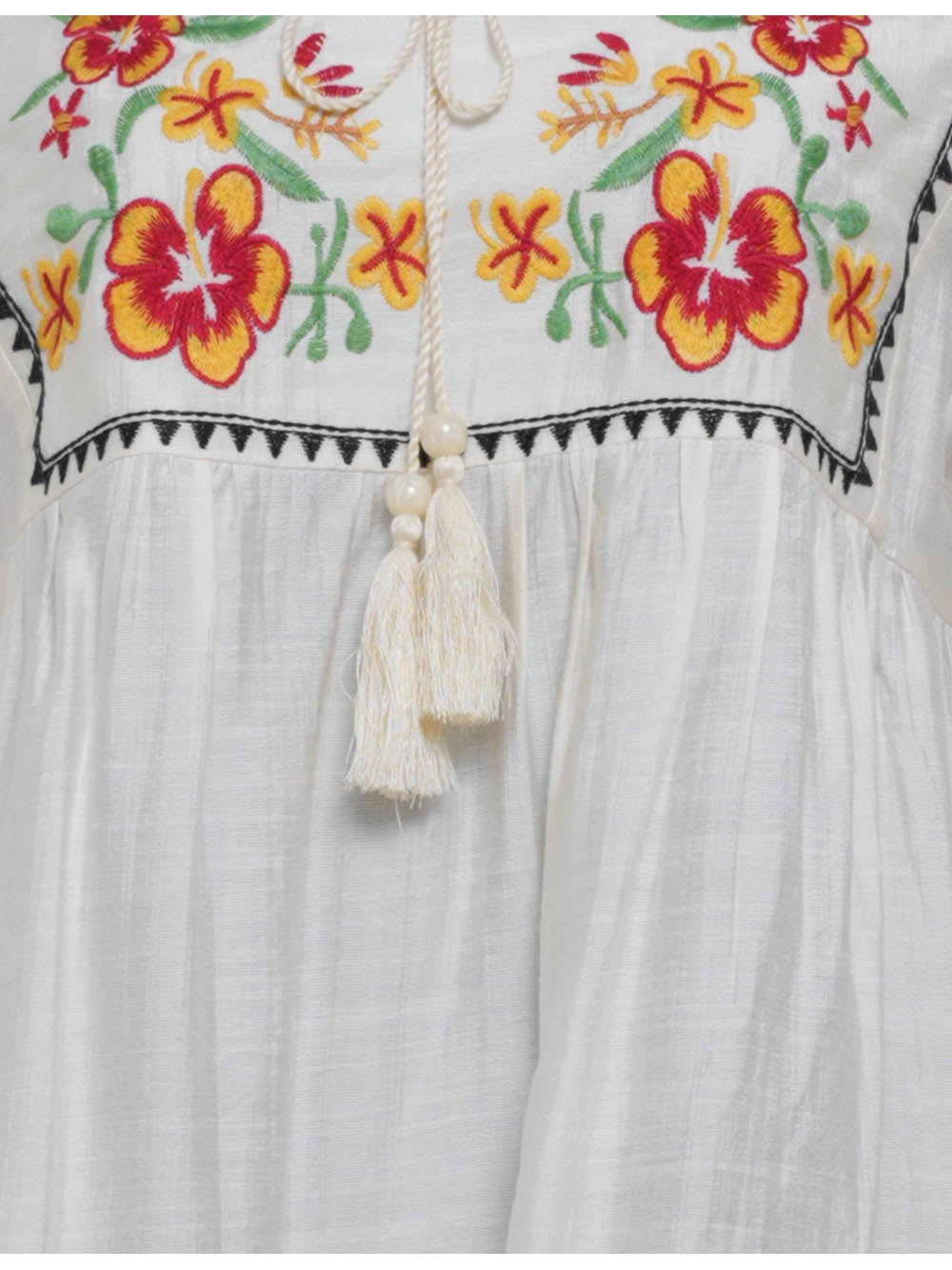 Boho Embroidery Front Babydoll Blouse
