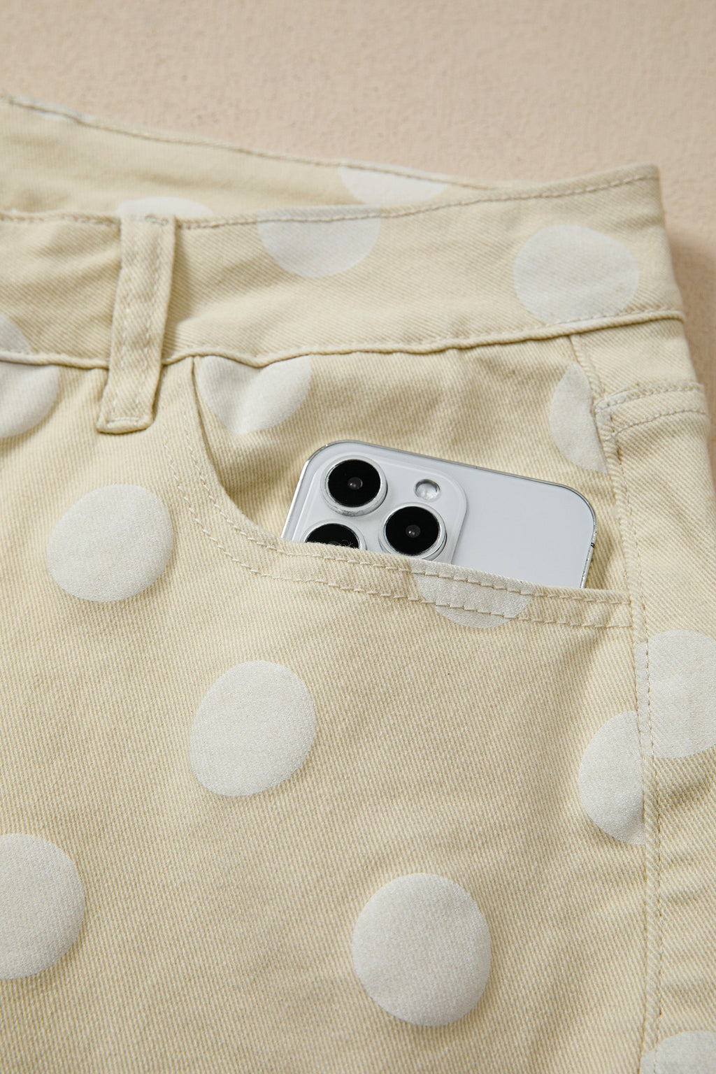 Raw Hem Print Polka Dot Shift Jeans