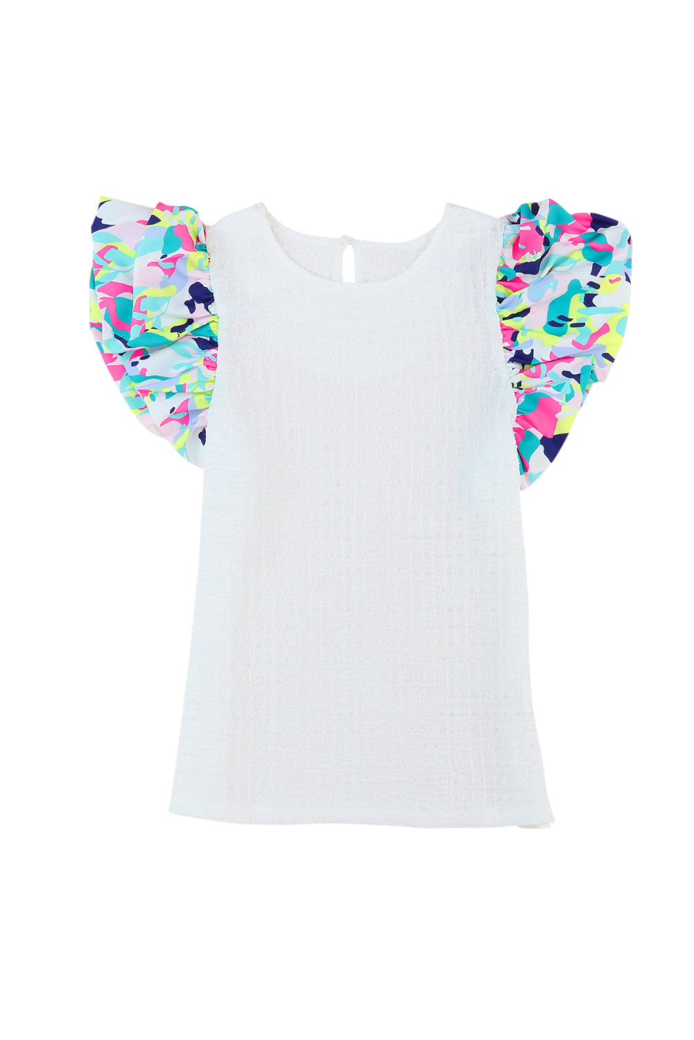 Voluminous Printed Puff Sleeve Textured