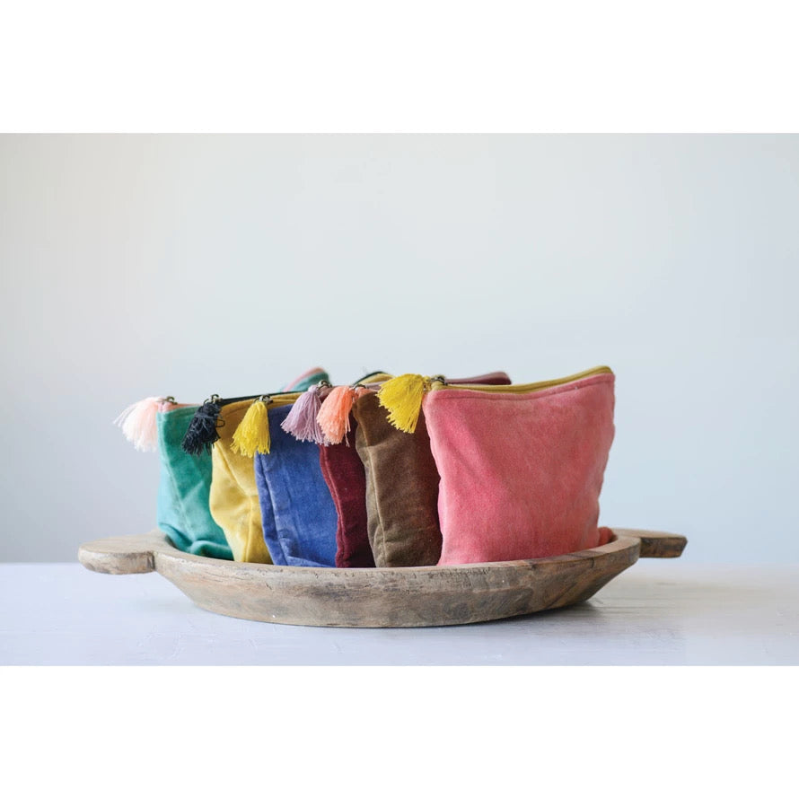 Roomy Zip Cotton Blend Clutch Bag