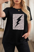 Leopard Lightning Print Crewneck Plus