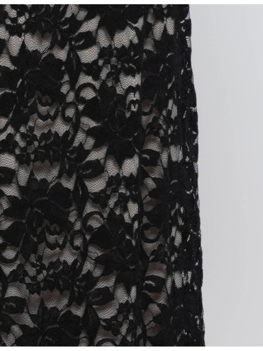 Scalloped Trim Off Shoulder Lace Bodycon Maxi Dress