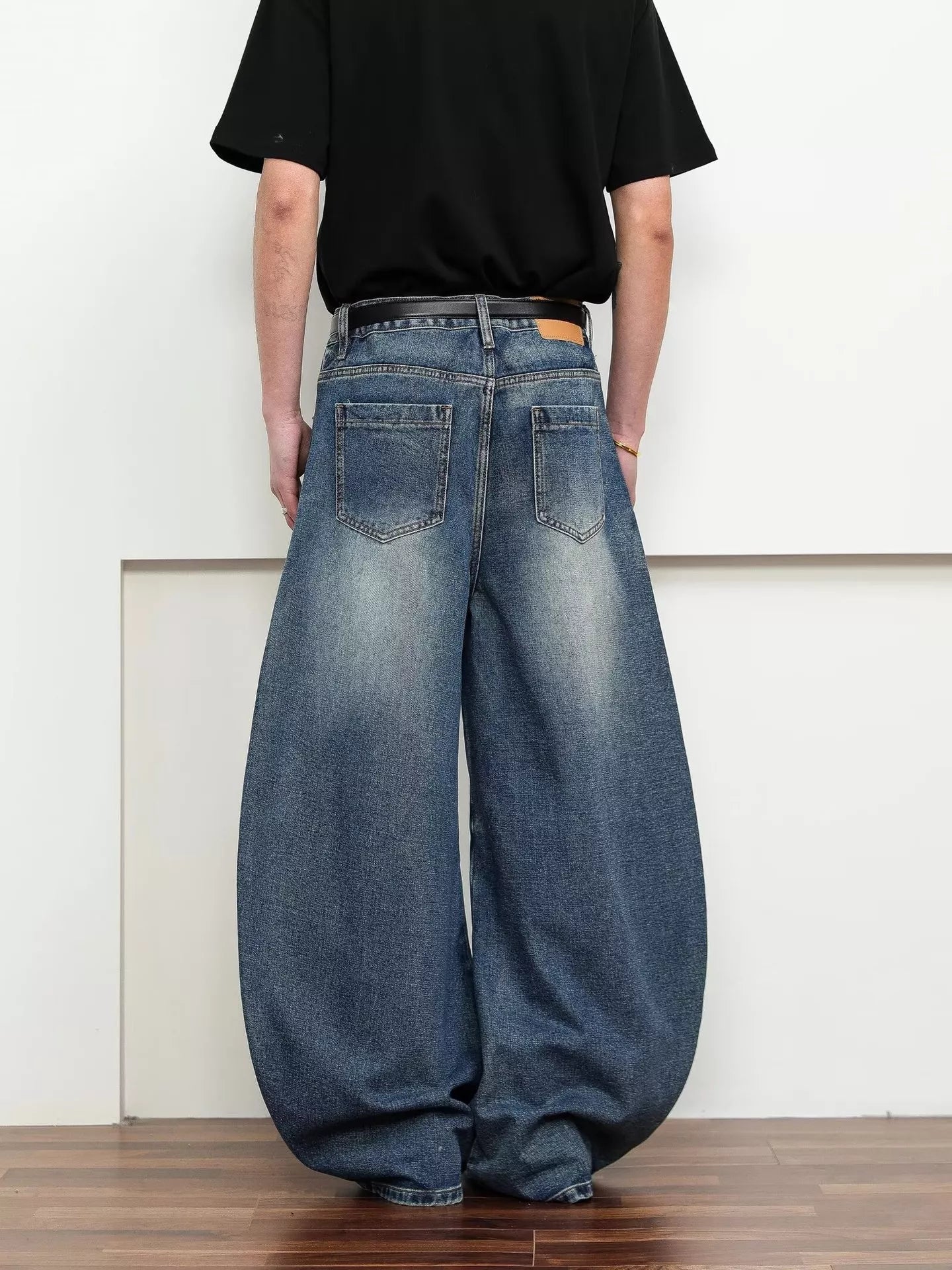 Men's Full Size Washed Wide Leg Jeans Plus Size