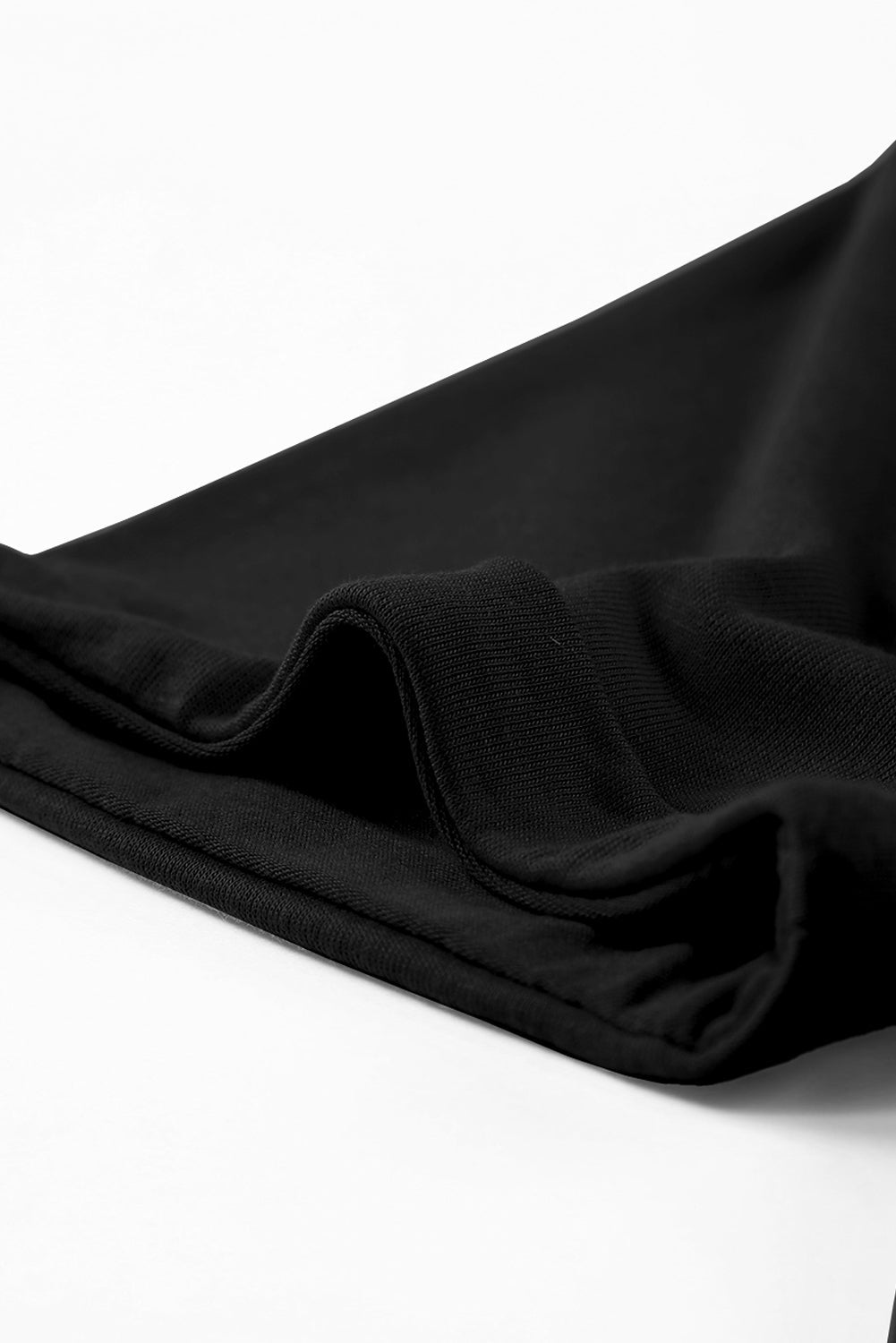 Black Casual Plain Crew Neck