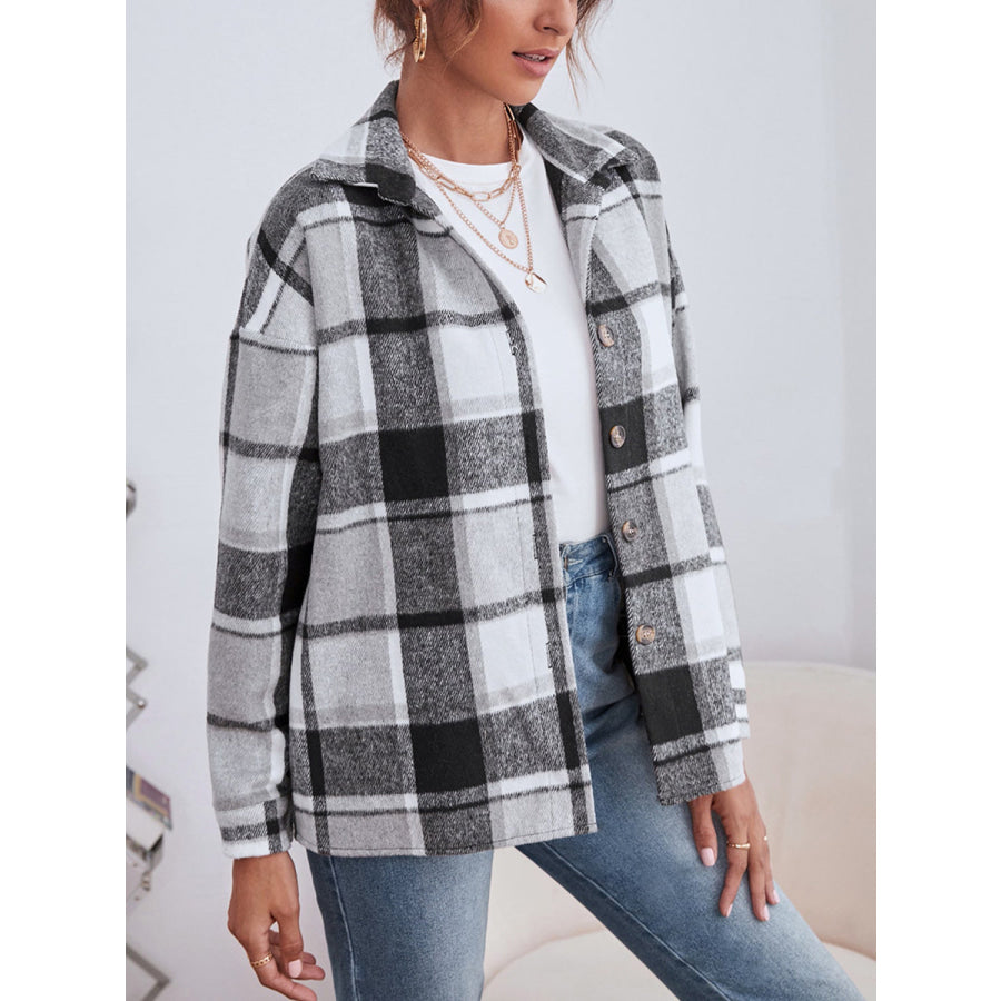 Classic Plaid Collared Neck Button Down Jacket