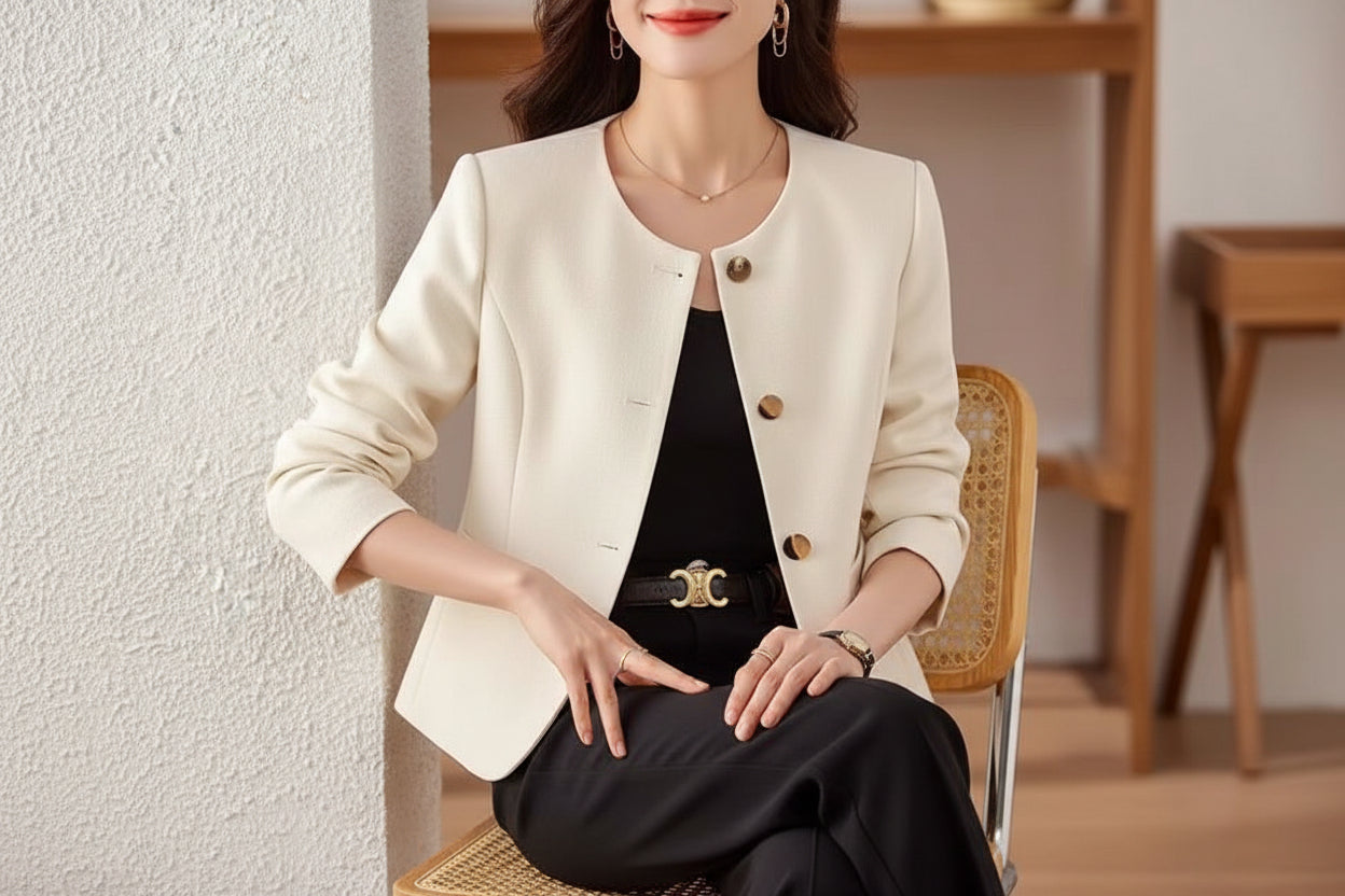 Cropped Crew Neck Jacket