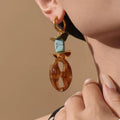 Turquoise Resin Geometric Drop Earrings