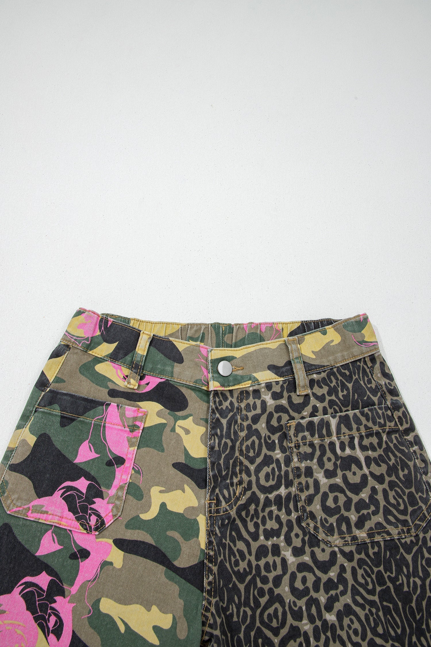 Straight Leg Leopard Print Multicolour Abstract Jeans