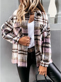 Plaid Button Down Long Sleeve Shacket Jacket