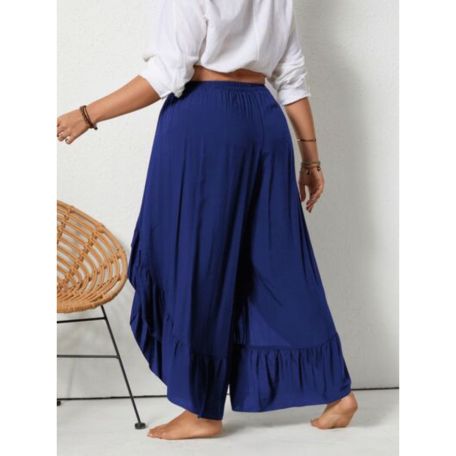 Plus Size Ruffled Wide Leg Pants
