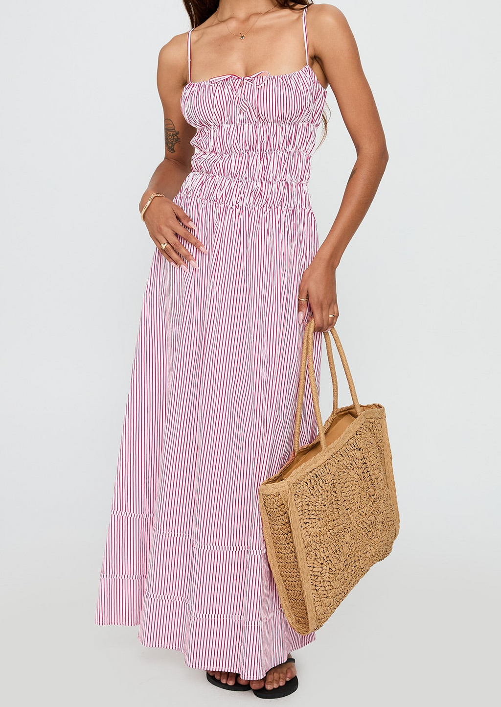 Relaxed Maxi Ruched Maxi Dress