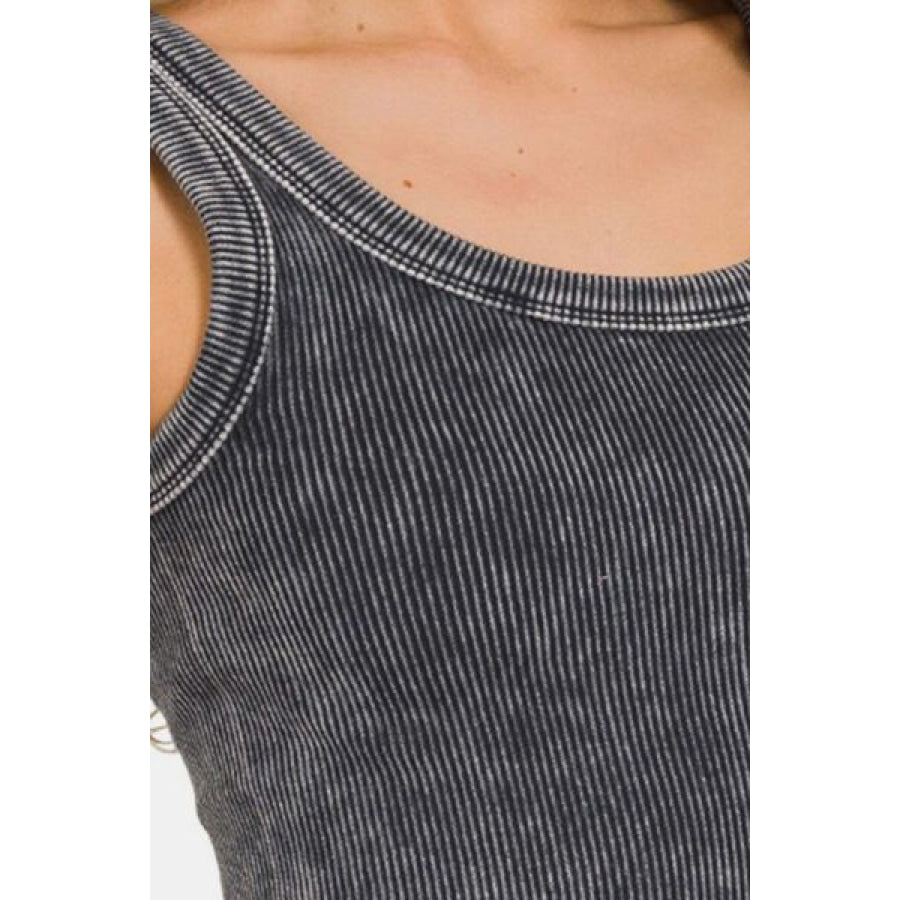 Washed Scoop Neck Wide Strap Tank