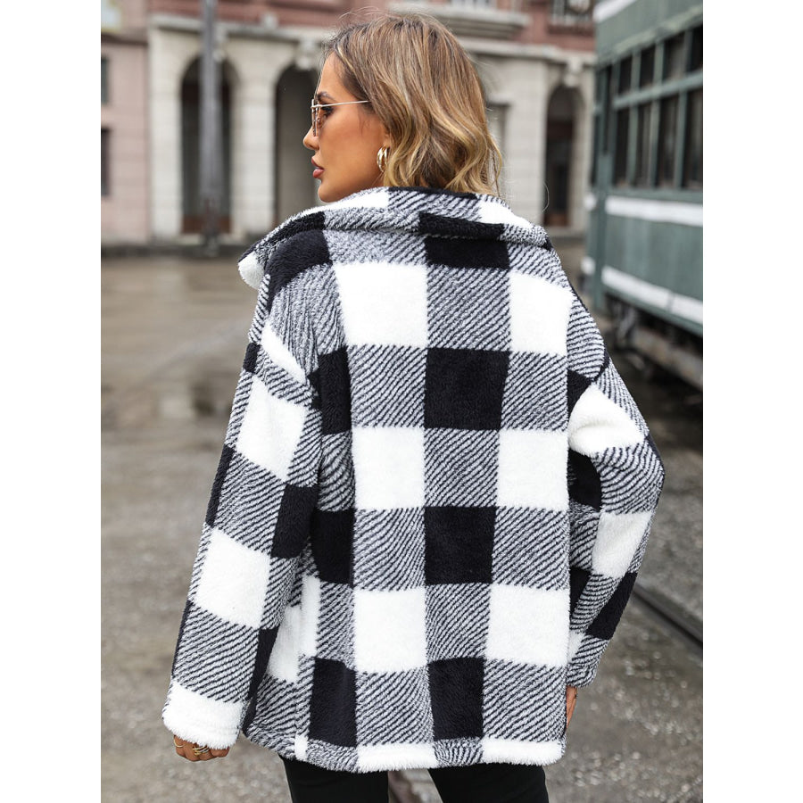 Everyday Plaid Collared Neck Button Down Jacket