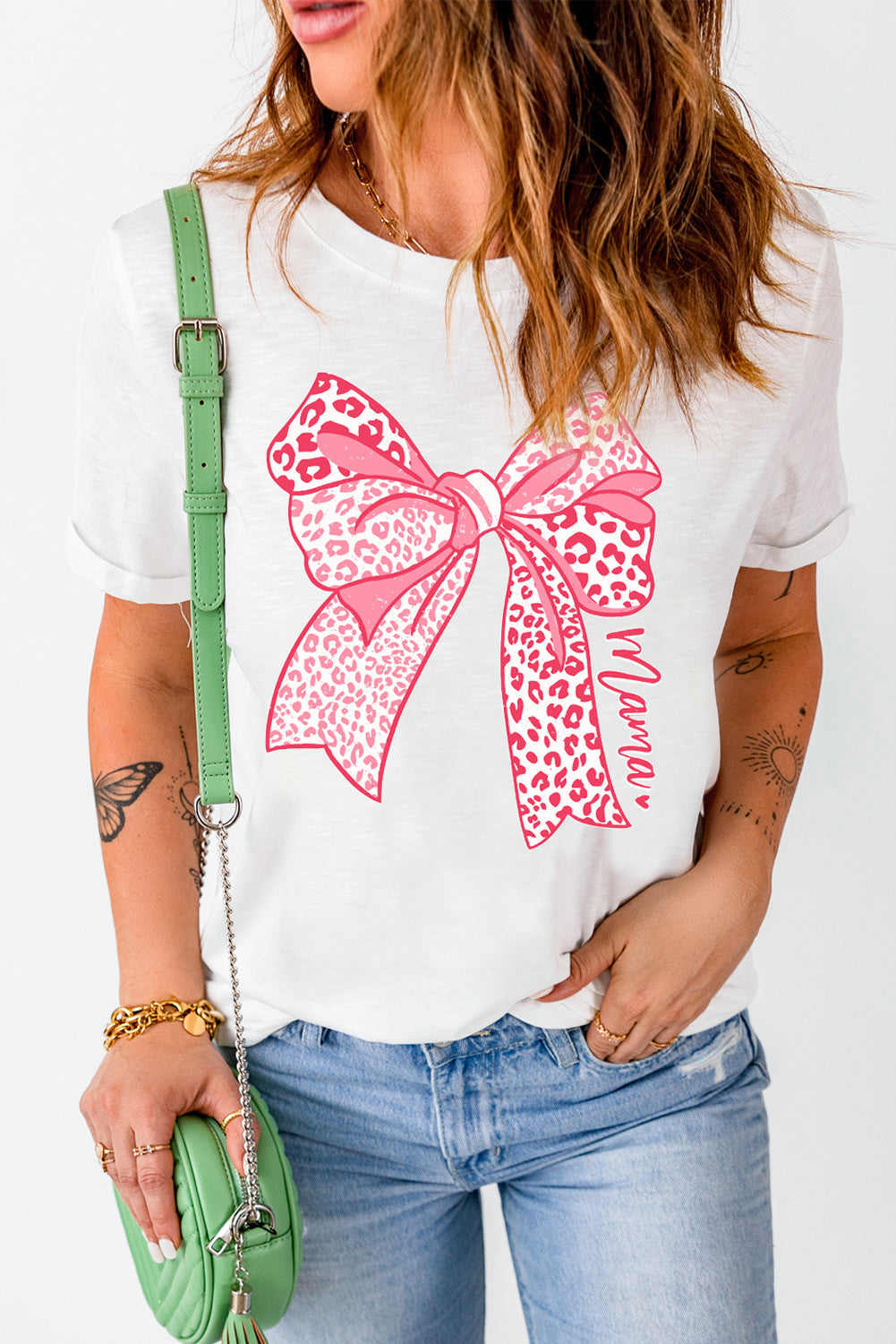 White Leopard Bow Graphic Mothers