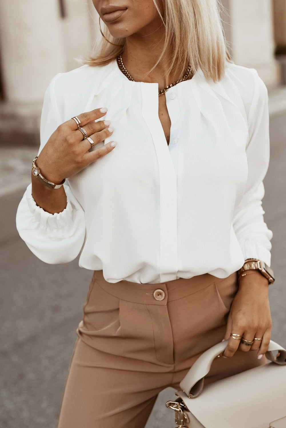 Crew Neck Shirt Blouse