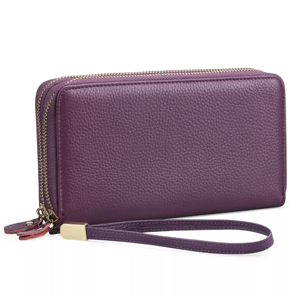 Double Zipper Leather Wallet