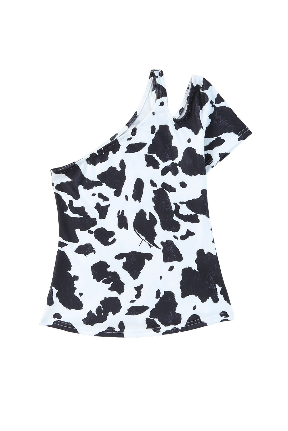 One Shoulder Cow Print Cut