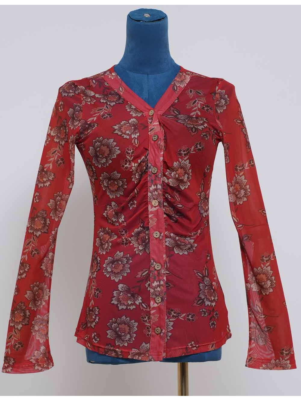 Boho Sheer V Neck Long Sleeves Blouse
