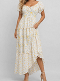 Sweetheart Neck Puff Sleeves Maxi Dress