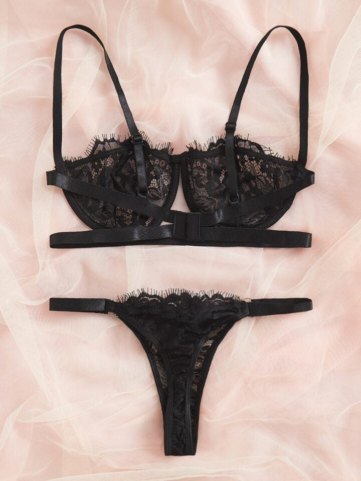 Modern Floral Lace Lingerie Set