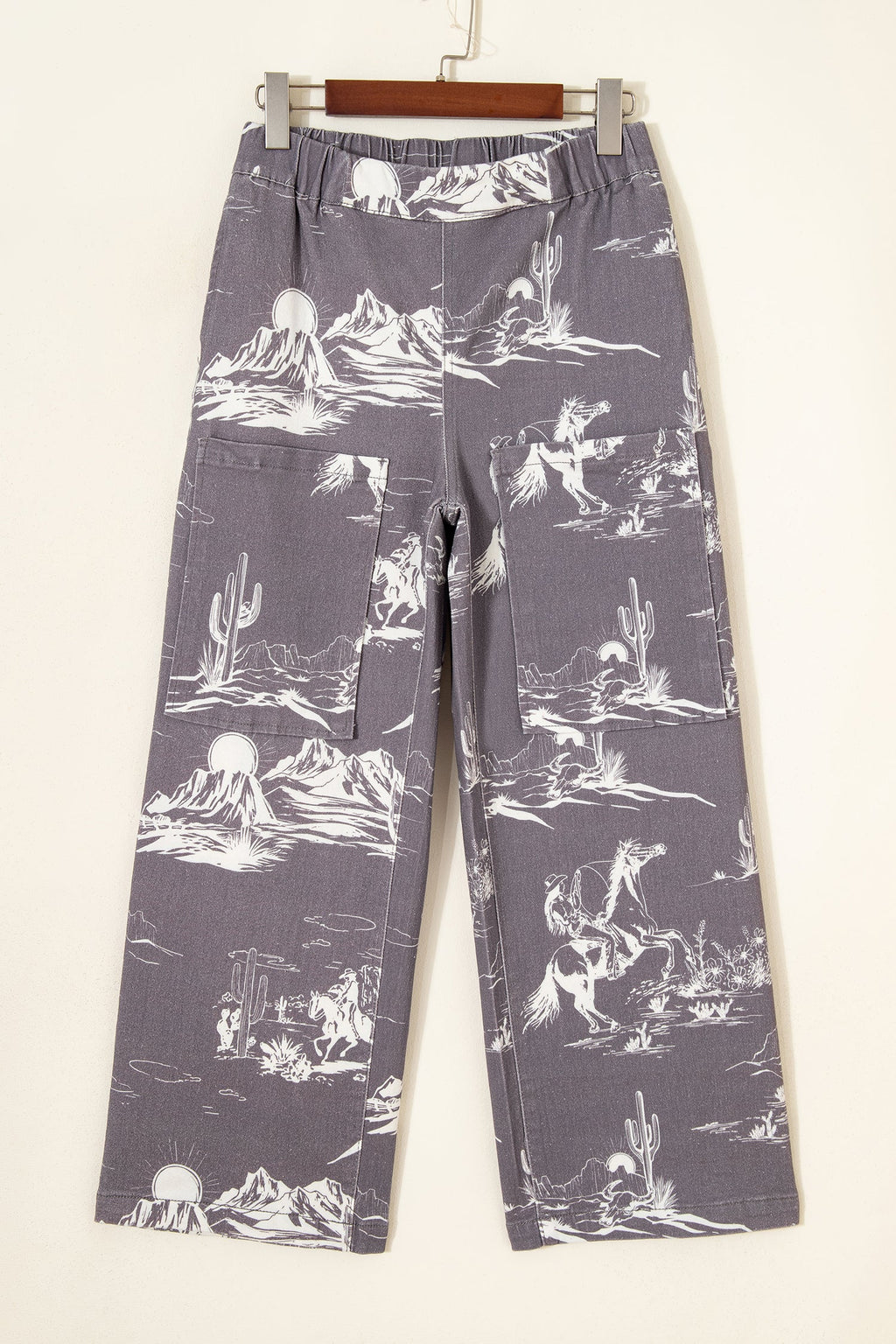 Print Vintage Wild West Riding Printed Jeans