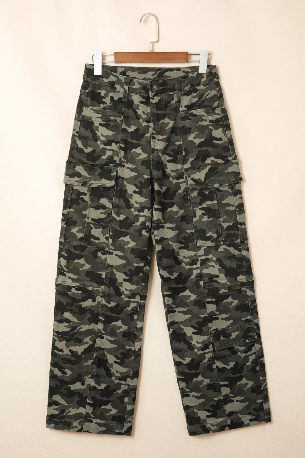 Camouflage Print Pocketed Womens Denim Pants