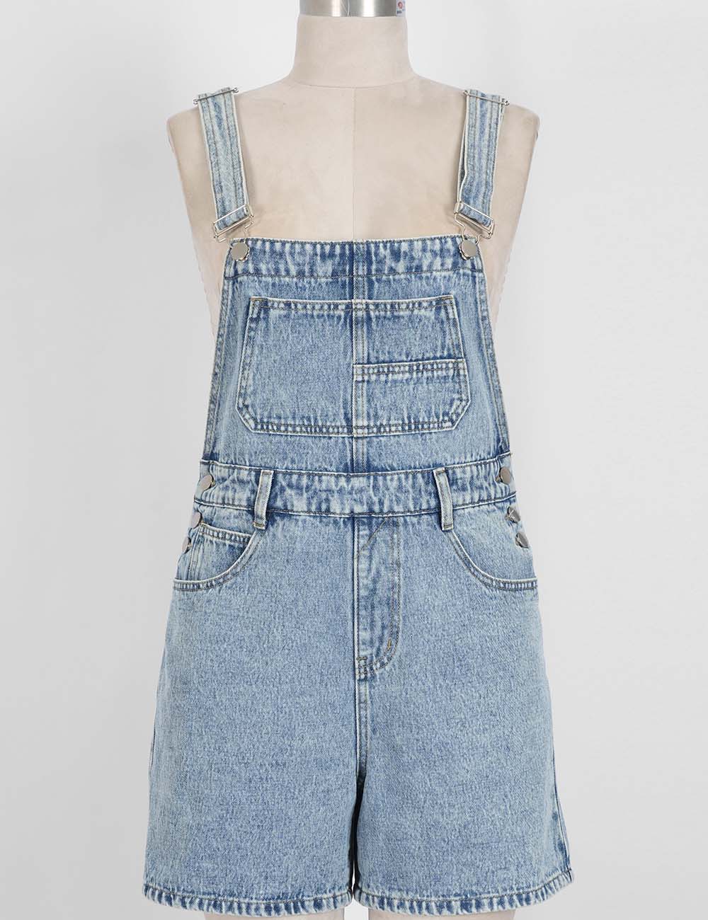 Adjustable Strap Wide Leg Denim Romper