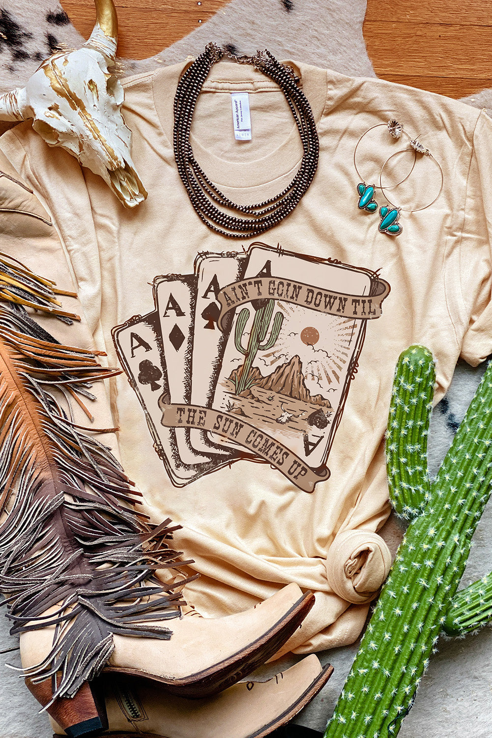 Khaki Western Poker Cards Graphic