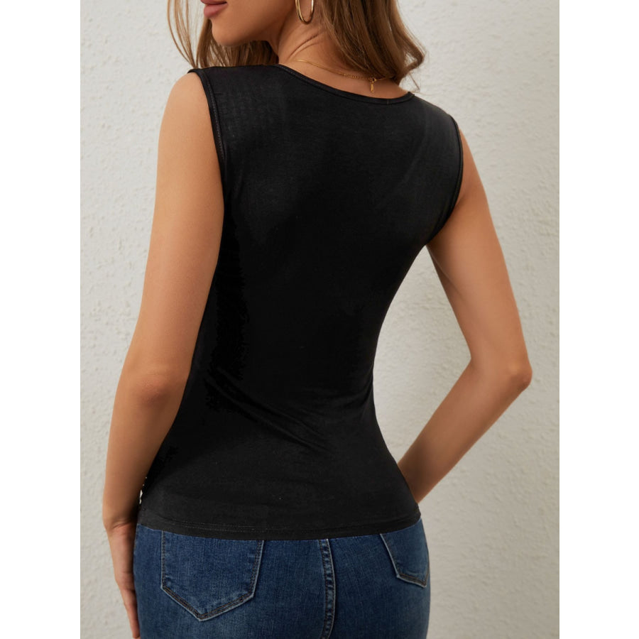 Rhinestone Detail Surplice Tank