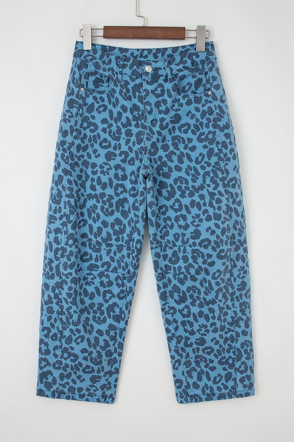 Loose Leopard Print Straight Jeans