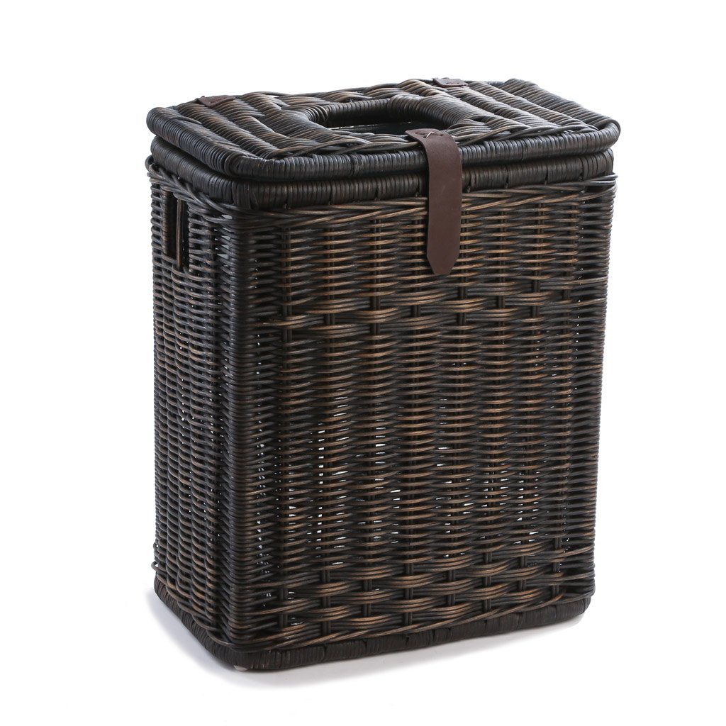 Drop In Rectangular Wicker Trash Basket With Metal Liner