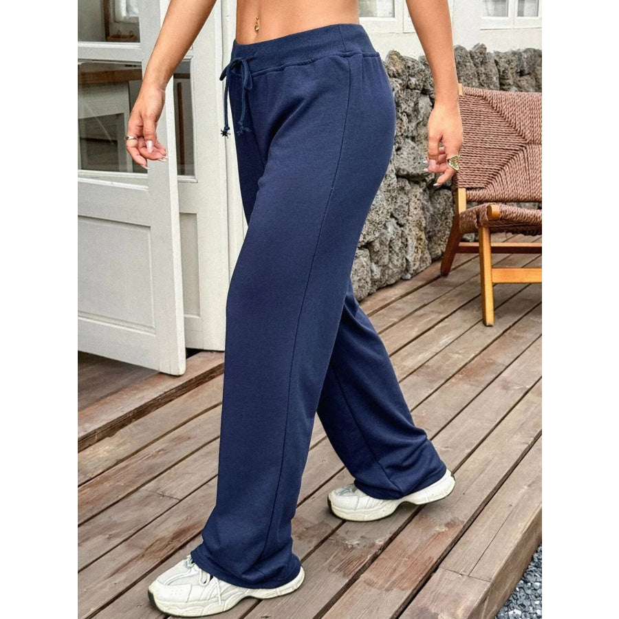 Classic Drawstring Wide Leg Active Pants